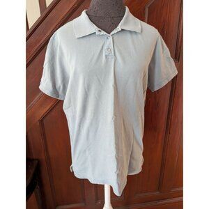Eddie Bauer Womens Light Blue Short Sleeve Polo Shirt M Cotton Blend